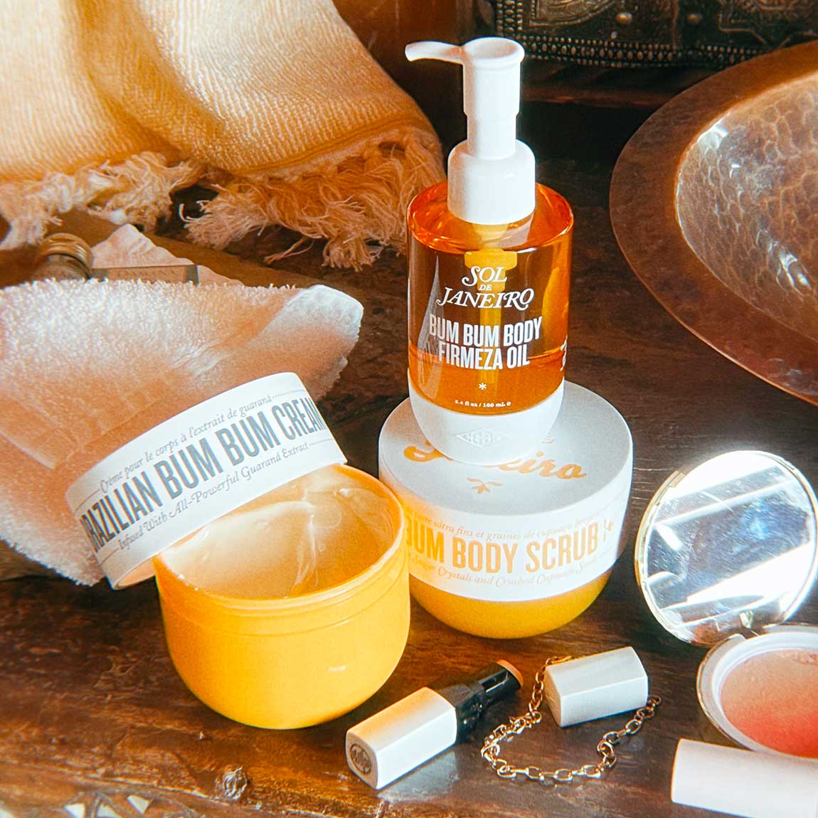 Ultimate Firming Ritual lifestyle image - Brazilian Bum Bum Cream, Bum Bum Body Scrub, Bum Bum Body Firmeza Oil