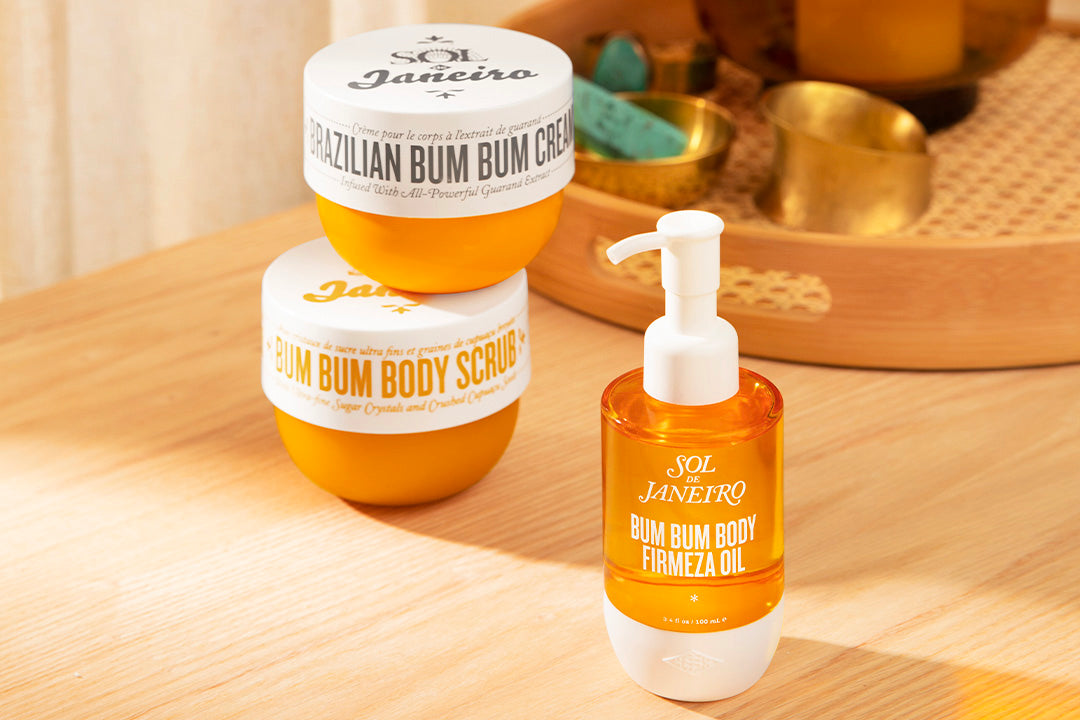 Brazilian bum bum cream, body scrub and body oil