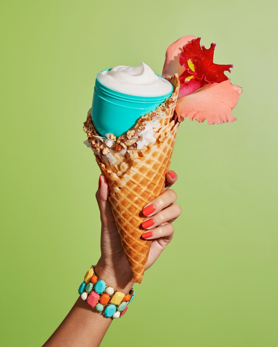 ice cream cone with a jar of Brazilian Bum Bum Cream in it