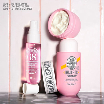 90ml beija flor body wash, 50ml beija flor cream, 30ml cheirosa 68 perfume mist