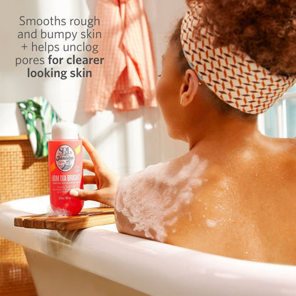 Smooths rough + bumpy skin + helps unclog pores for clearer looking skin 