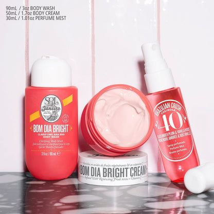 90ml bom dia body wash, 50ml bom dia body cream, 30ml cheirosa 40 perfume mist