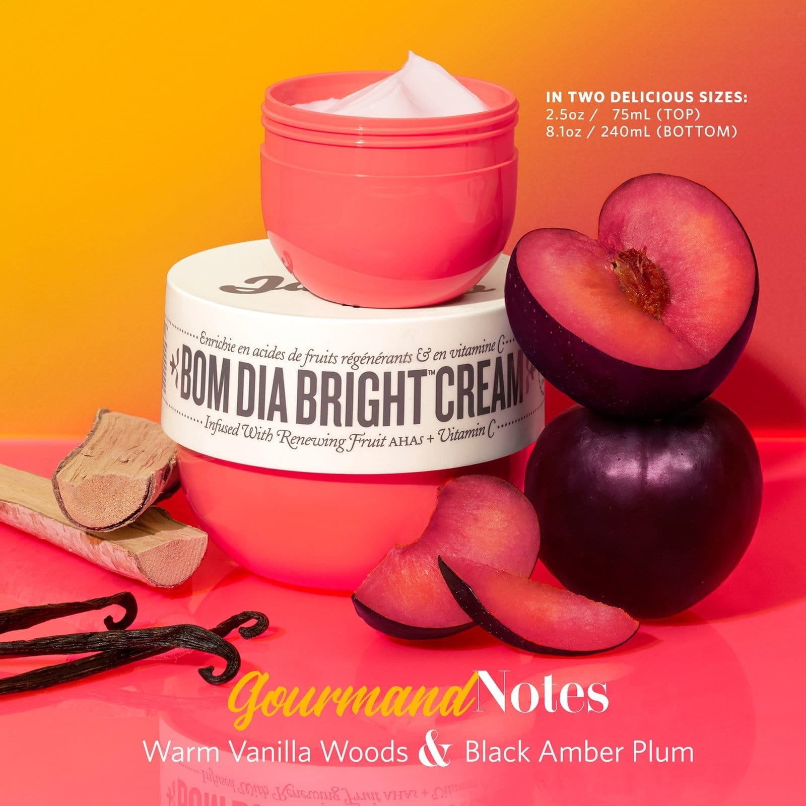 Gourmand notes - warm vanilla woods, black amber plum