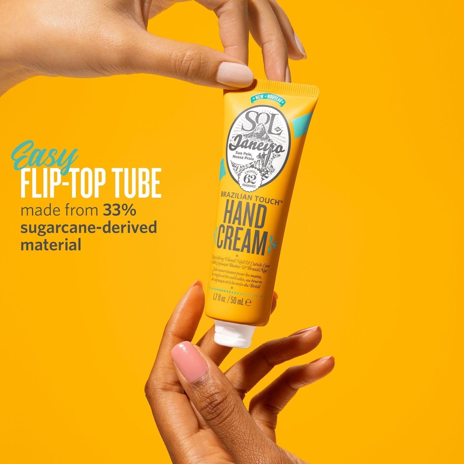 Easy to flip-top tube - made from 33% sugarcane-derived material
