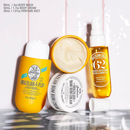 90ml body wash, 50ml bum bum cream, and 30ml Cheirosa 62 Perfume Mist