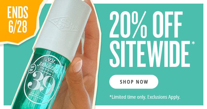 our biggest event of the season 20% off sitewide* ends 6/28 shop now limited time only exclusions apply