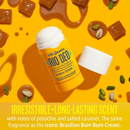 Irresistible + long-lasting scent with notes of pistachio and salted caramel. The same fragrance as the iconic Brazilian Bum Bum Cream.