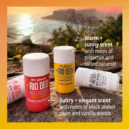 Warm + sunny scent, with notes of pistachio and salted caramel. Sultry + elegant scent with notes of black amber plum and vanilla woods