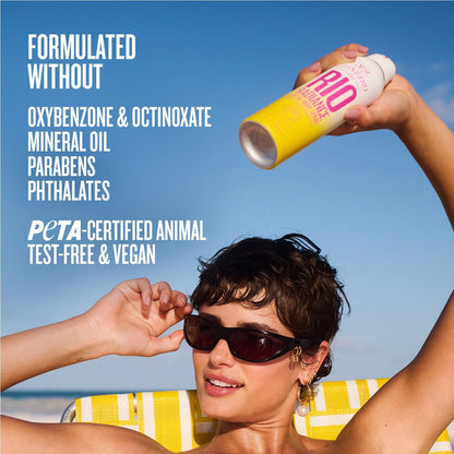 Sol de Janeiro SPF 50 Body Spray is Formulated without Oxybenzone &amp; octinoxate, mineral oil, parabens, phthalates. 
Peta certified animal test-free &amp; vegan